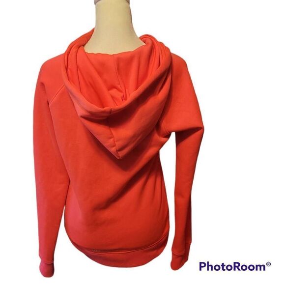 Under Armour UA Coldgear Full Zip Up Hoodie Orange Semi Fitted Womens Size PS - Picture 3 of 9